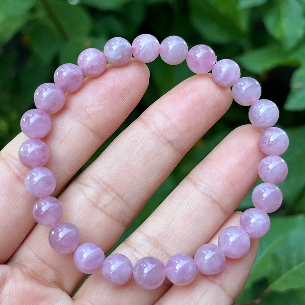 7.5mm stretchable dainty purple rose quartz‎ bracelet